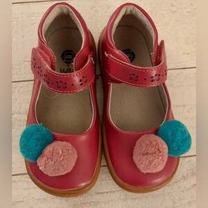 Livie and Luca with Mj Pink Pom Pom Mary Jane Shoes